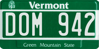 VT license plate DOM942