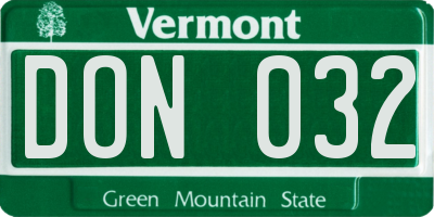 VT license plate DON032