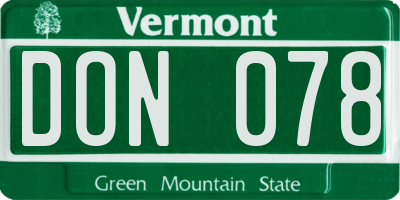 VT license plate DON078