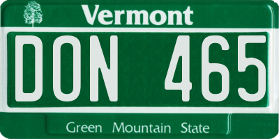 VT license plate DON465