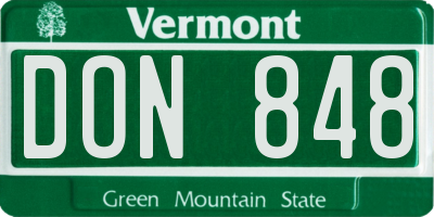 VT license plate DON848