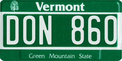VT license plate DON860
