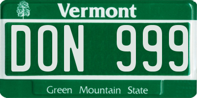 VT license plate DON999