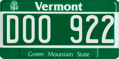 VT license plate DOO922