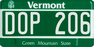 VT license plate DOP206