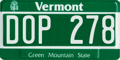 VT license plate DOP278