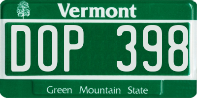 VT license plate DOP398