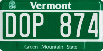 VT license plate DOP874