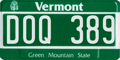 VT license plate DOQ389