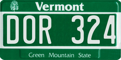 VT license plate DOR324