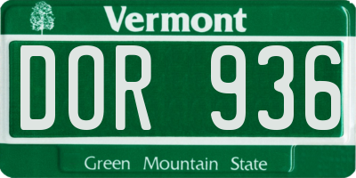 VT license plate DOR936