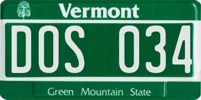 VT license plate DOS034