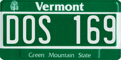 VT license plate DOS169