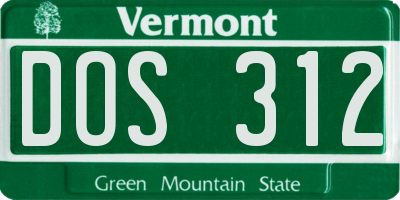 VT license plate DOS312