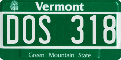 VT license plate DOS318