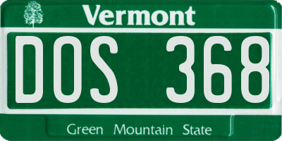 VT license plate DOS368