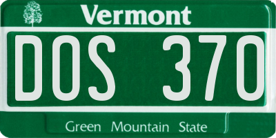 VT license plate DOS370