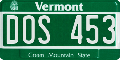 VT license plate DOS453