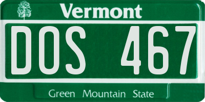 VT license plate DOS467