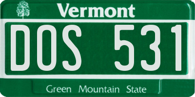 VT license plate DOS531