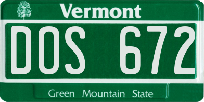 VT license plate DOS672