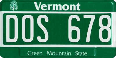 VT license plate DOS678