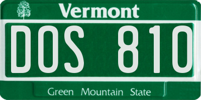 VT license plate DOS810