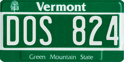 VT license plate DOS824