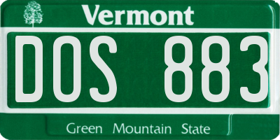 VT license plate DOS883
