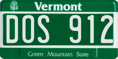 VT license plate DOS912