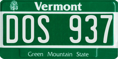 VT license plate DOS937