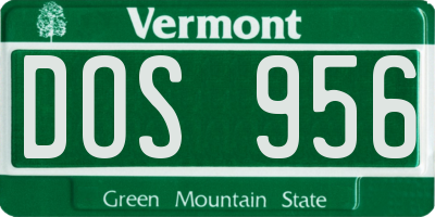 VT license plate DOS956