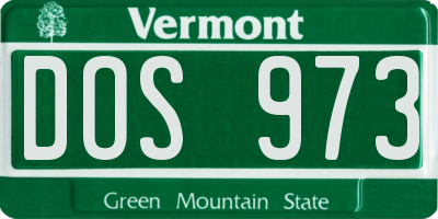 VT license plate DOS973