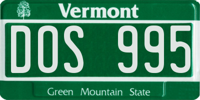 VT license plate DOS995