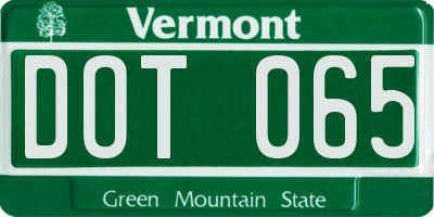VT license plate DOT065