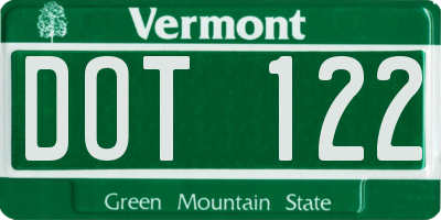 VT license plate DOT122
