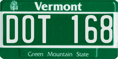VT license plate DOT168