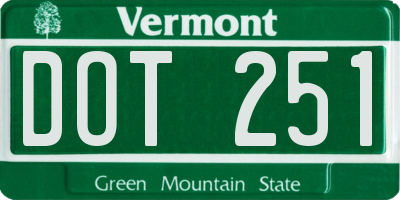 VT license plate DOT251