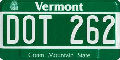 VT license plate DOT262
