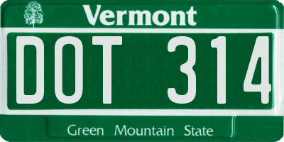 VT license plate DOT314