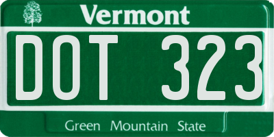 VT license plate DOT323
