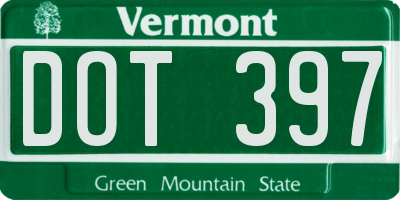 VT license plate DOT397