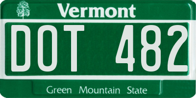 VT license plate DOT482