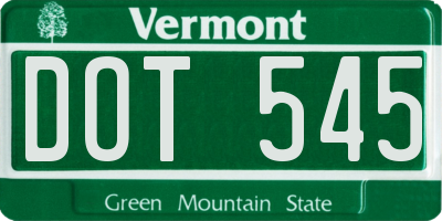 VT license plate DOT545