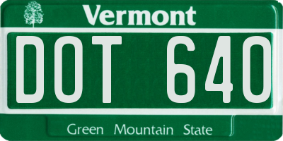 VT license plate DOT640