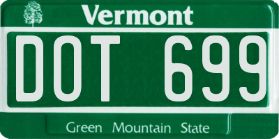 VT license plate DOT699