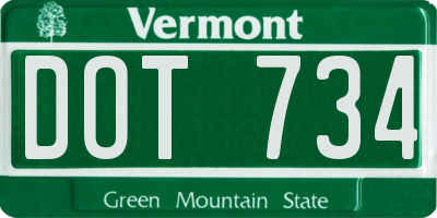VT license plate DOT734