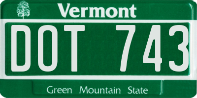 VT license plate DOT743