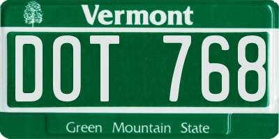 VT license plate DOT768