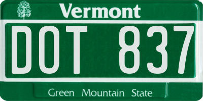 VT license plate DOT837